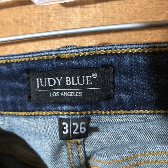 Judy Blue Skinny Fit Ankle Frayed Jeans Womens Size 3/26 Distressed Denim Blue - Picture 7 of 12